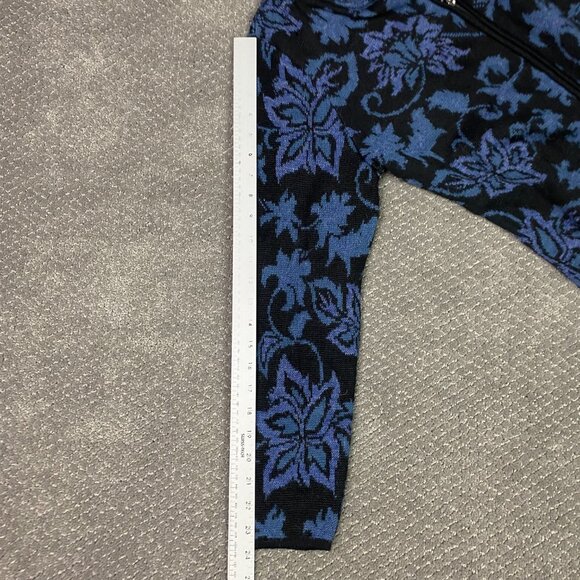 Peruvian Link Alpaca Sweater Women's Medium Blue Black Full Zip Cardigan Peru - Picture 12 of 13
